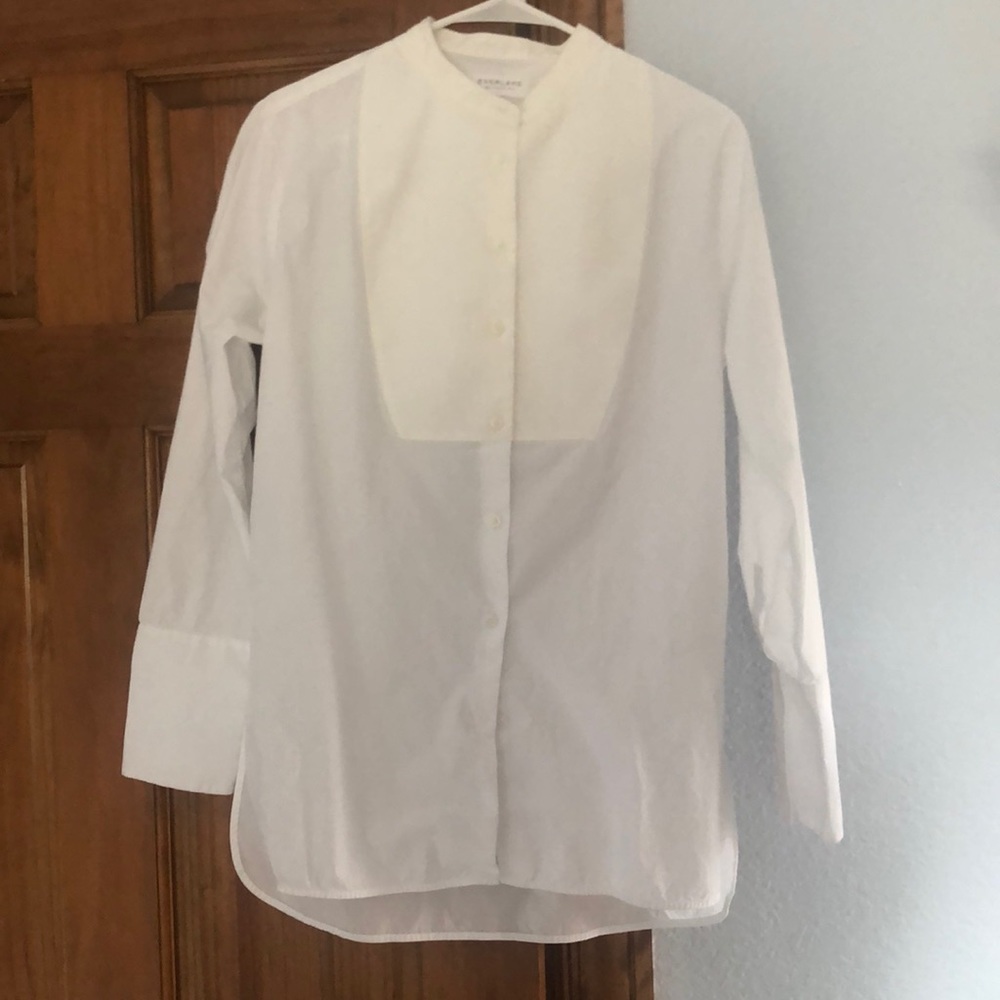 everlane women white long sleeve shirt
